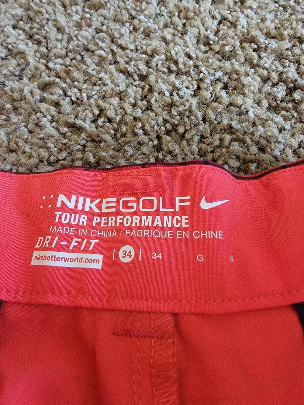 Nike Golf Tour Performance Dri-FIT Men’s Golf Shorts 34 Red/Black Plaid